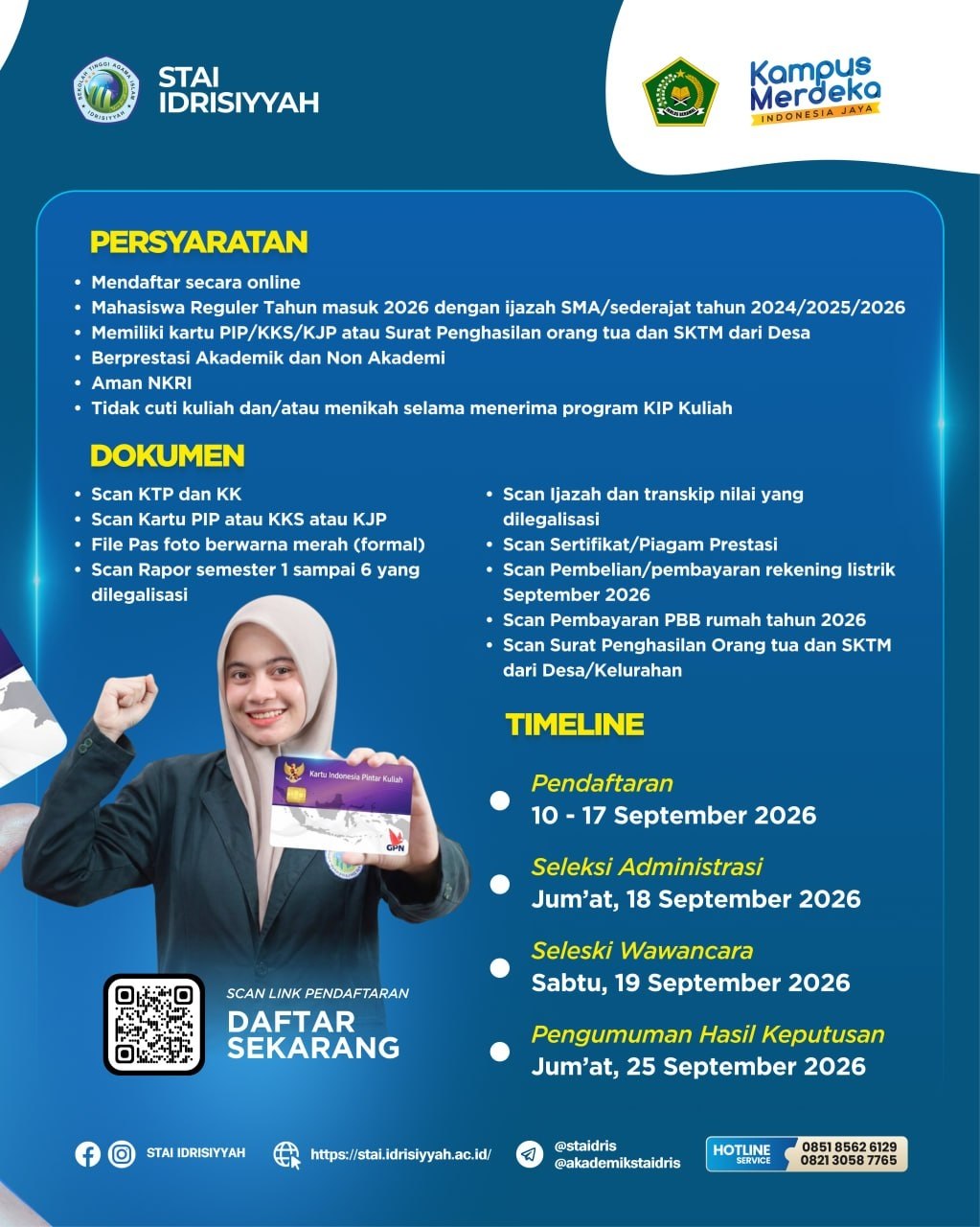 Pendaftaran Beasiswa KIP Kuliah STAI Idrisiyyah Tahun 2026 Resmi Dibuka